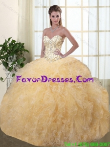 Popular Chamagane Quinceanera Dresses with Beading and Ruffles for 2015