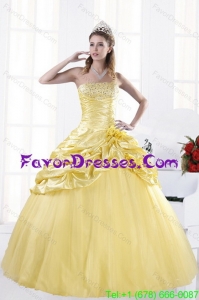 Stylish Most Popular Strapless Beading Quinceanera Dresses for 2015