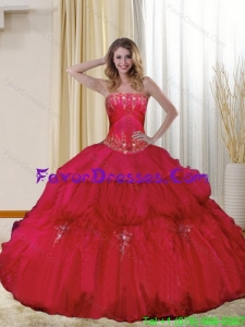 Classical Strapless Red Quinceanera Dresses with Beading and Ruffles for 2015