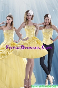 Detachable Brand New Strapless 2015 Strapless Beading Quinceanera Dresses
