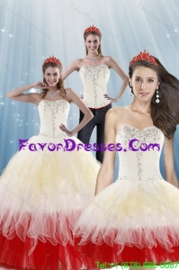 2015 Detachable Multi Color Quinceanera Dresses with BeadingLayers
