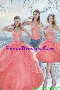 2015 Detachable Watermelon Quinceanera Dresses with Beading