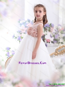 2015 Pretty Scoop Little Girl Pageant Dress with Hand Made Flowers