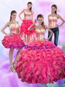Detachable Multi Color Dress for Quinceanera with Ruffles and Beading