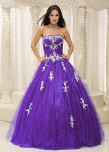 Princess Tulle Quinces Gowns with Appliques and Sequins on Promotion
