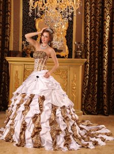 Sweet Strapless Taffeta Quince Dresses in Zebra and White