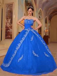 Blue Sweetheart Discount Quinceanera Gown Dresses with Embroidery