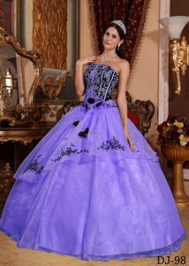 Purple Ball Gown Quinceanera Gown with Embroidery on Sale