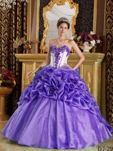 Purple Sweetheart Ball Gown Quinces Dress in Organza for Wholesale Price