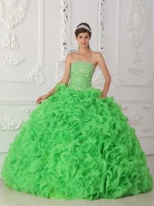 Perfect Green Ball Gown Strapless Sweet Sixteen Dresses with Beading