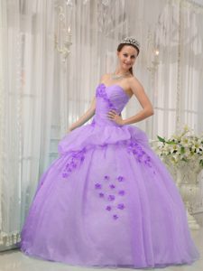 Lavender Sweetheart Inexpensive Quinceanera Gown Dresses in Organza