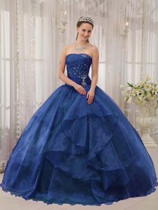 Beaded Organza Low Price Ball Gown Quinceaneras Dress with Strapless