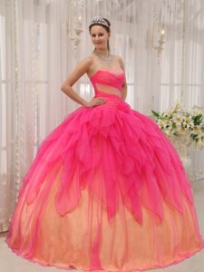 Discount Hot Pink Ball Gown Quinceanera Dresses with Beading