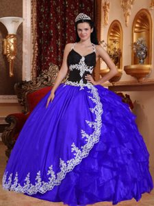 Special Blue and Black Quinceanera Gown Dresses in Taffeta and Organza