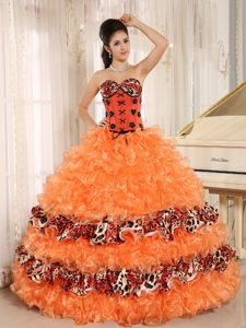 Timeless Orange Sweetheart Quinceanera Dress with Ruffles and Appliques
