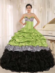 Necessary Sweetheart Quinceaneras Dresses in Yellow Green and Black