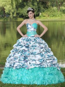 Latest Dress for Quinceaneras in Colorful Printing and Organza