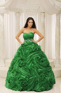 Svelte Green Sweetheart Quinceanera Gowns with Rolling Flowers