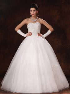 Magnificent Sweetheart Ball Gown Baby Pink Tulle Wedding Dress with Beading