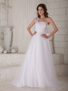 Discount One Shoulder Special Fabric Wedding Dress on Promotion