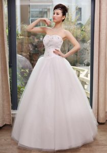 Beaded Decorate Bust Sweetheart Long Tulle 2013 Wedding Dress