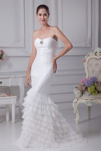 Sweetheart Ruffled Layers Mermaid Wedding Gowns with Ruching and Beading