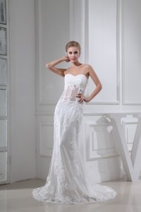 Beaded Button Down Back Sweetheart Bridal Dresses with Transparent Waist