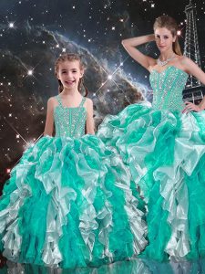Best Ball Gowns 15th Birthday Dress Multi-color Sweetheart Organza Sleeveless Floor Length Lace Up