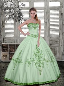 Lovely Multi-color Strapless Lace Up Embroidery 15 Quinceanera Dress Sleeveless