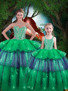 Elegant Floor Length Green Quinceanera Gown Sweetheart Sleeveless Lace Up