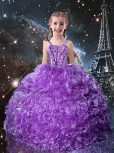 Organza Sleeveless Floor Length Little Girls Pageant Dress Wholesale and Beading and Ruffles