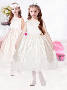 Sexy Tea Length Ball Gowns Sleeveless Champagne Toddler Flower Girl Dress Clasp Handle