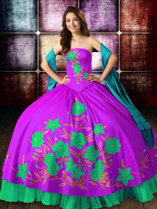 Affordable Multi-color Sleeveless Embroidery Floor Length Sweet 16 Quinceanera Dress