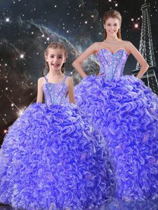 Edgy Sleeveless Beading and Ruffles Lace Up Sweet 16 Quinceanera Dress
