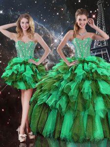 Admirable Floor Length Lace Up Ball Gown Prom Dress Multi-color for Military Ball and Sweet 16 and Quinceanera with Ruff