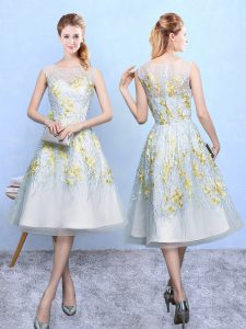 Square Sleeveless Zipper Bridesmaids Dress Multi-color Organza