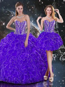 Custom Made Floor Length Purple Quinceanera Dress Sweetheart Sleeveless Lace Up