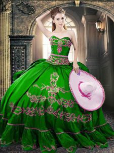 Free and Easy Floor Length Green Quinceanera Dresses Sweetheart Sleeveless Zipper