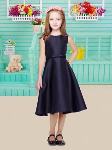 Fantastic Navy Blue Scoop Clasp Handle Lace Flower Girl Dresses for Less Sleeveless