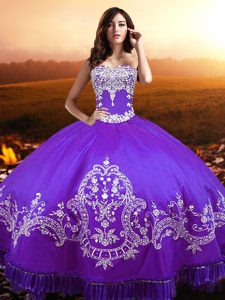 Purple Lace Up Sweetheart Beading and Appliques Sweet 16 Quinceanera Dress Taffeta Sleeveless