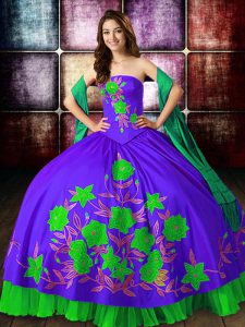 Best Multi-color Sweet 16 Dresses Military Ball and Sweet 16 and Quinceanera with Embroidery Strapless Sleeveless Lace U
