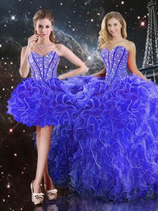 Low Price Sleeveless Beading and Ruffles Lace Up Sweet 16 Dresses