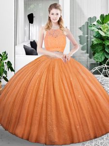 Superior Scoop Sleeveless Organza Quinceanera Dresses Lace and Ruching Zipper