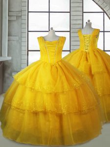 Sleeveless Lace Up Floor Length Ruffled Layers Pageant Dresses