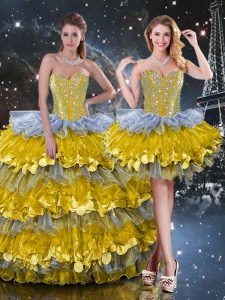 Luxurious Sweetheart Sleeveless Lace Up Vestidos de Quinceanera Multi-color Organza
