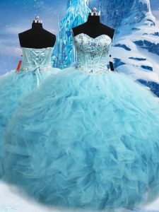 Glorious Sweetheart Sleeveless Tulle Quinceanera Dress Beading and Pick Ups Lace Up