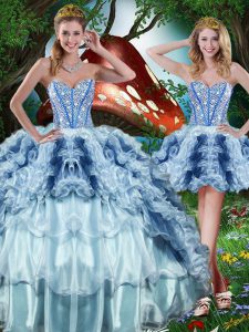Custom Made Sweetheart Sleeveless Lace Up 15 Quinceanera Dress Multi-color Organza