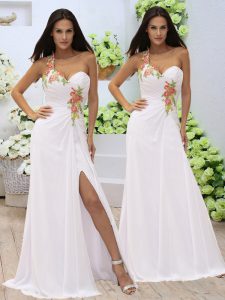 Traditional Column/Sheath Wedding Gown White Sweetheart Elastic Woven Satin Sleeveless Floor Length Zipper