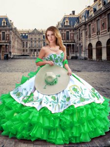 On Sale Floor Length Ball Gowns Sleeveless Green 15 Quinceanera Dress Lace Up