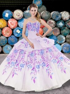 Luxurious Multi-color Sleeveless Floor Length Embroidery and Ruffled Layers Lace Up 15 Quinceanera Dress
